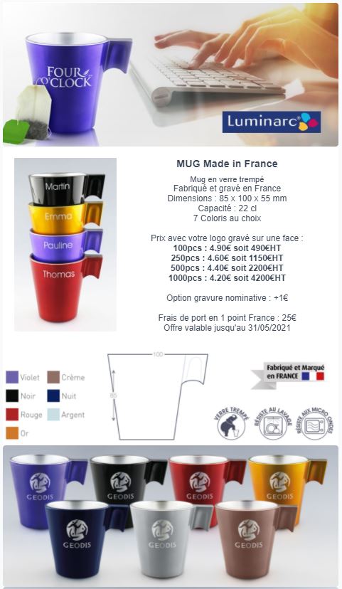 Mugs fabriqués et personnalisés en France